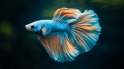 Fototapeta premium A fantasy-style of a Thai fighting fish glowing with bioluminescent colors in deep waters.