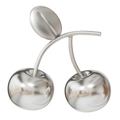 3d silver chrome Cherries Sculpture illustration