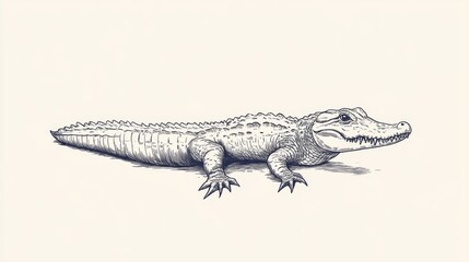 One continuous line drawing of a crocodile. Animal concept. Single line draw design vector graphic illustration.