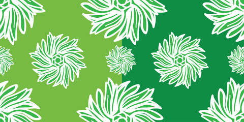 seamless pattern of abstract flowers design with two tone of green. fresh background for textile design