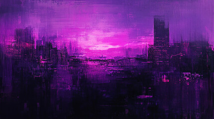 Obraz premium Violet Over Fluorescent Dark Textured Glowing Floating