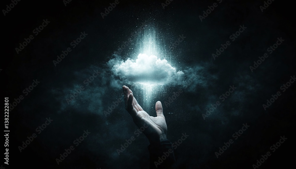 Aufkleber cloud computing hand concept with digital data.