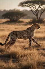 Fototapeta premium Cheetah Walking in Open Field