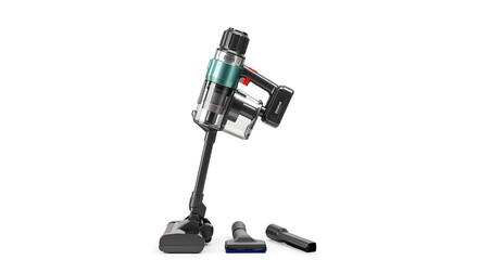 Teal & Grey Cordless Handheld Vacuum Cleaner with Attachments, Studio Shot