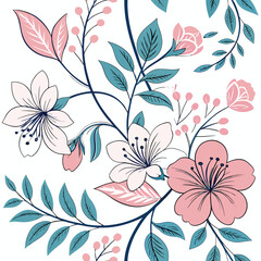 seamless flower pattern, pattern, background, flower, flower background, pattern design, Line geometric seamless pattern. raster copy illustration. Ethnic floral ornament. For interior design, 
