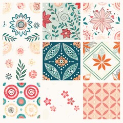 seamless flower pattern, pattern, background, flower, flower background, pattern design, Line geometric seamless pattern. raster copy illustration. Ethnic floral ornament. For interior design, 
