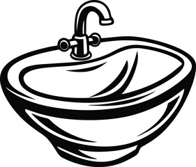 Modern bathroom sink isolated silhouette vector art, modern bathroom sink line art vector art, modern bathroom sink vector icon design