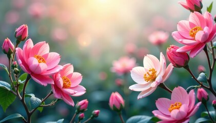 Delicate, intertwined blooms, creating an endless floral tapestry , color, spring, design