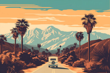 Retro Escape: Desert Drive to the Mountains