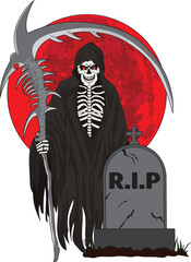 Creepy Grim Reaper Halloween Vector