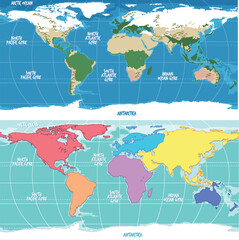 World Map with Ocean Gyres