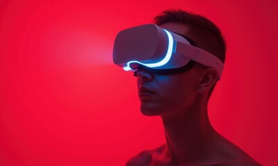 Virtual reality brainwave training futuristic neon glow concept