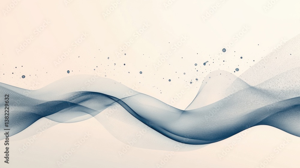 Poster a flowing abstract design featuring soft curves and splashes, evoking a sense of calm and fluidity i