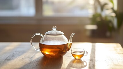 ガラスのティーポットに入ったお茶