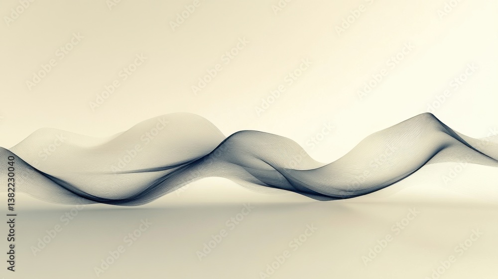 Poster a serene, abstract design featuring flowing lines and waves, creating a sense of movement and tranqu