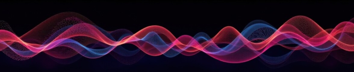 Obraz premium A stylized waveform design featuring geometric patterns and abstract shapes on a clean black background, business background, corporate identity, abstract shapes