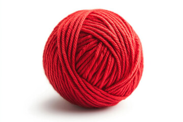 Red ball of wool on white background