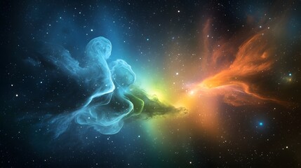 Obraz premium A stunning and ethereal visualization of the Northern and Southern Lights converging in a mesmerizing cosmic display creating a vibrant and otherworldly scene