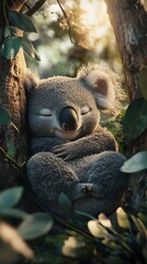 Fototapeta premium Serene Koala Dreaming in the Eucalyptus