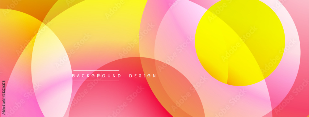 Poster bright vibrant abstract design. overlapping circles create warm gradient effect. modern aesthetic, p