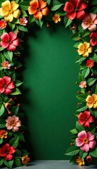 Artificial flower wall with lush greenery background, , interior design, home decor