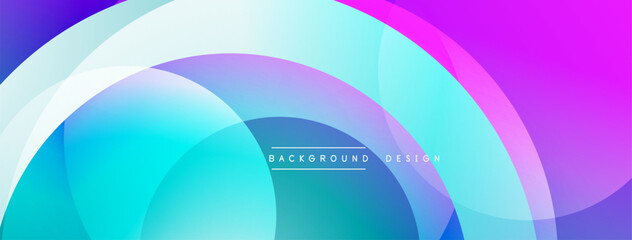 Abstract vibrant background. Overlapping circles create dynamic gradient. Smooth transitions between blue, purple, pink hues. Modern design element.