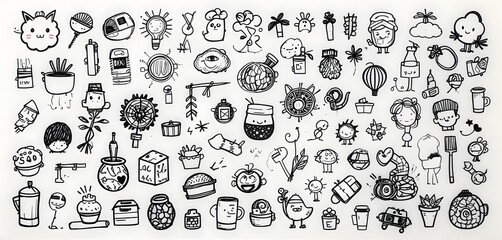Cute Doodle Illustrations of Everyday Objects and Characters