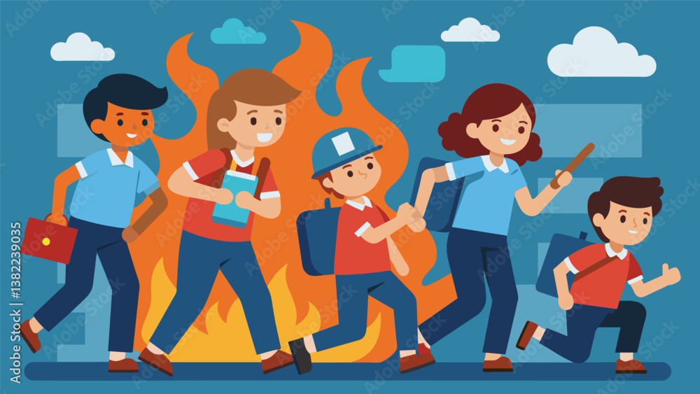 Poster a group of students trained to handle emergency situations such as a fire or lockdown and helping to