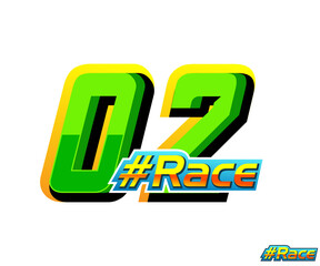 Racing effect number 02 Automotive and sports vector template with green color on white background