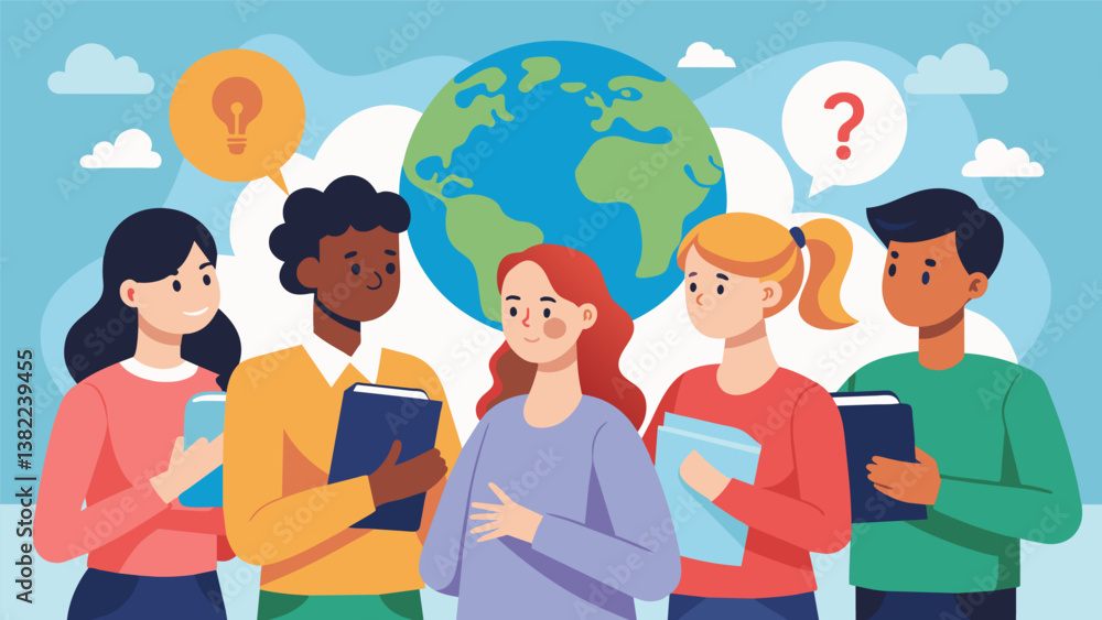 Poster a group of students engrossed in a heated debate trying to convince one another of their answer to a