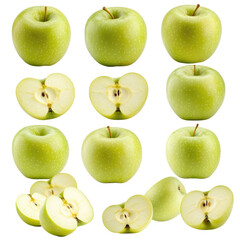 Fresh Green Apples on transparent background