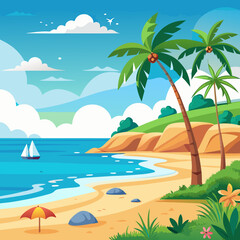 Tropical beach with palm trees