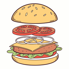 hamburger on a white background