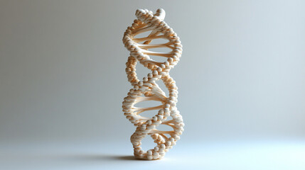 A 3D model of an illuminated DNA double helix on a gradient isolated background, symbolizing modern biotechnology, genetic research, and scientific innovation