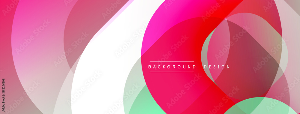 Poster Abstract design features overlapping circles. Vibrant pinks, reds, greens create dynamic composition. White space adds contrast, modern feel. Smooth gradients enhance visual appeal.