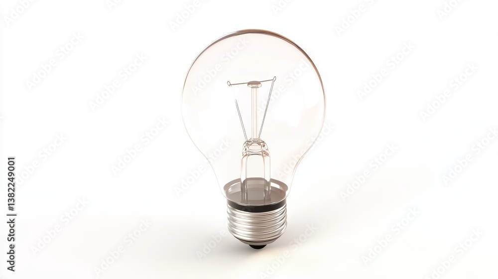 Poster clear light bulb showcasing the filament, positioned on a white background to emphasize the design a