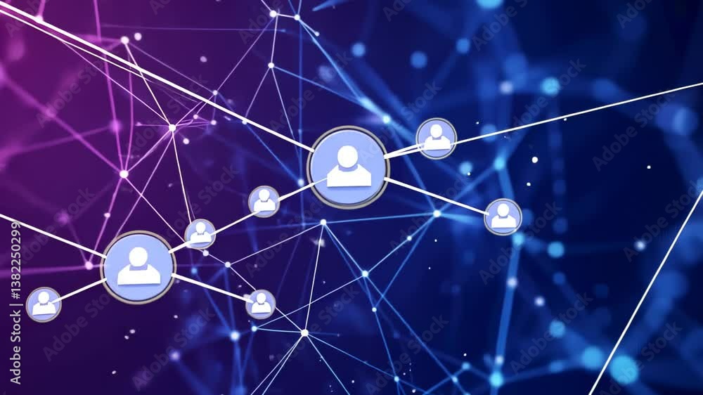 Poster a digital network of users with avatars and connections