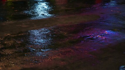 water ripple reflection in the rain a night