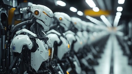 Assembly line robots optimizing mass production efficiency.