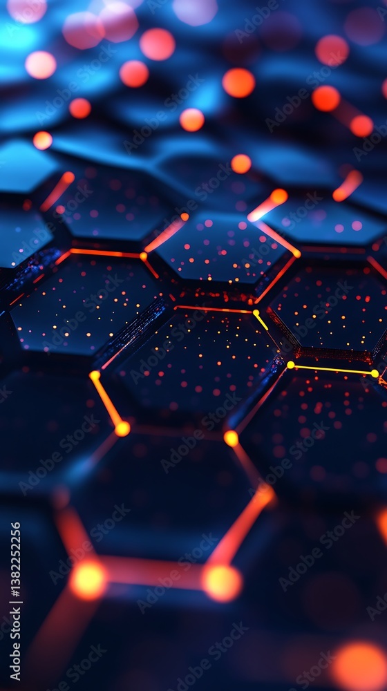 Poster abstract background hexagon pattern with glowing