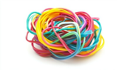 A vibrant tangle of colorful rubber bands.