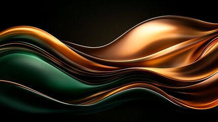Fototapeta premium Liquid Gold Emerald Waves Abstract Background.
