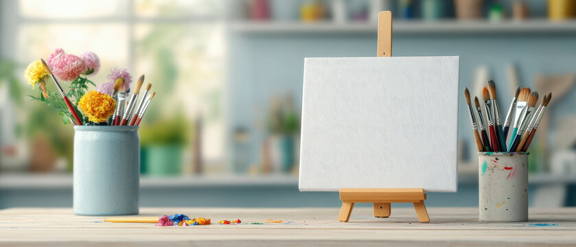 Painting preparation action art studio creative setup indoor environment artistic perspective inspiration for beginners