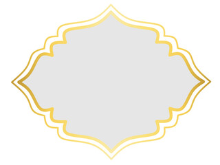 Golden Islamic Label Frame, Blank Banner with Gold Border 