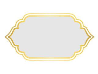 Golden Islamic Label Frame, Blank Banner with Gold Border 