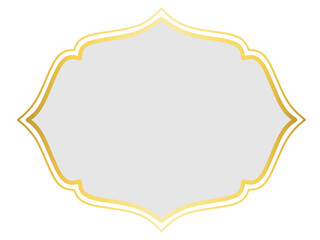 Golden Islamic Label Frame, Blank Banner with Gold Border 