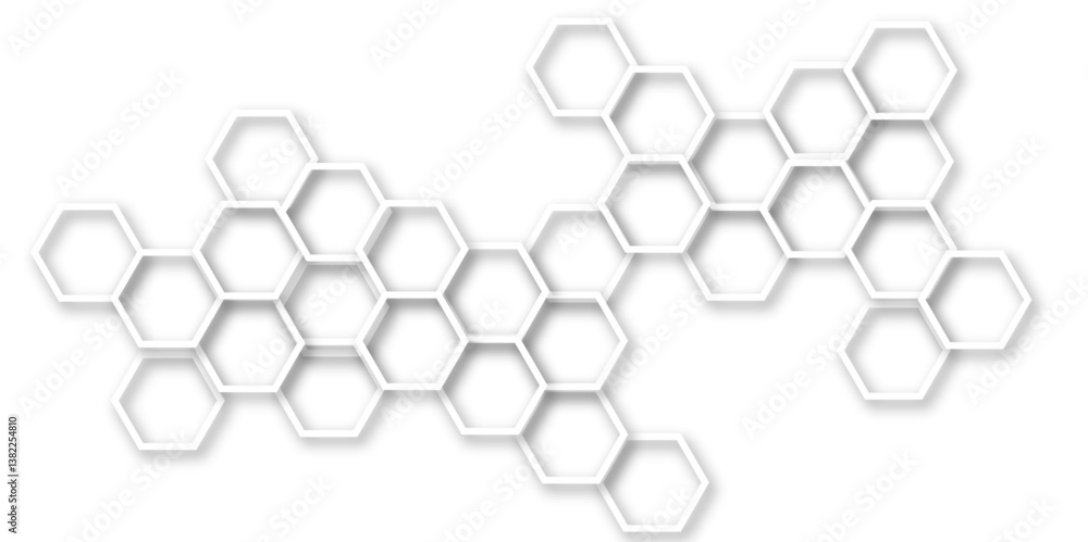 Poster an elegant and abstract visualization of technological innovation through a honeycomb-inspired geome