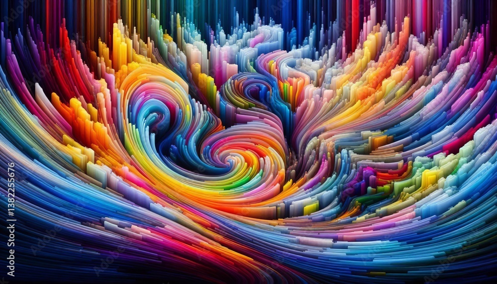 Wall mural abstract rainbow colors distributed in an abstract nonlinear fas