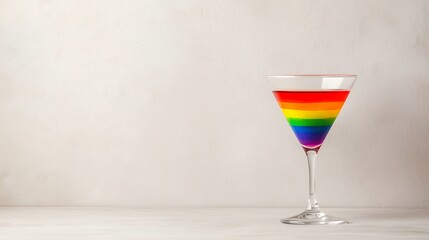 Rainbow Layered Cocktail in Martini Glass
