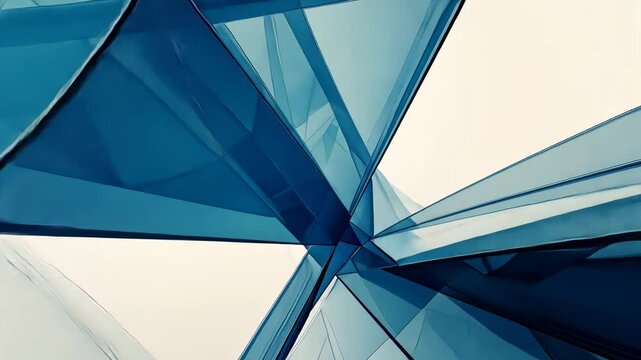 Digital animation with blue multilayer geometric shapes